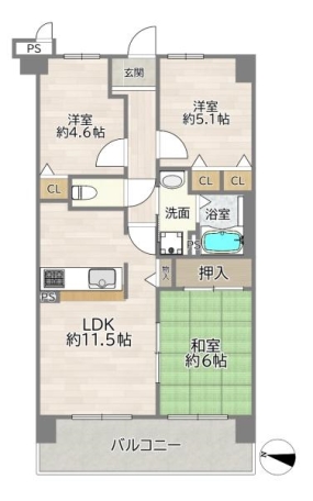 ソシエ北大阪1番館 間取り